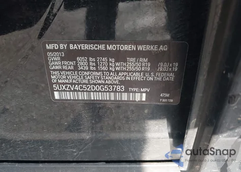 2013 BMW X5 xDrive35I/xDrive35I Premium/xDrive35I Sport Activity из США, поврежденный, VIN 5UXZV4C52D0G53783